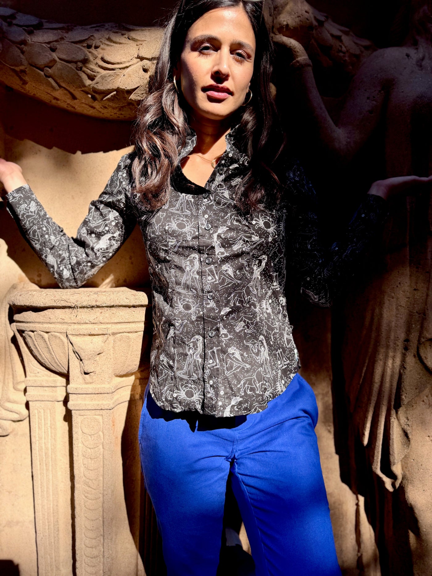 black zodiac blouse LS