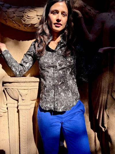 black zodiac blouse LS