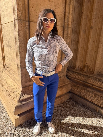 glittery gray blouse LS