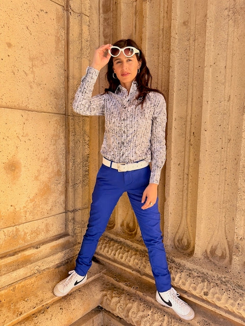 glittery gray blouse LS