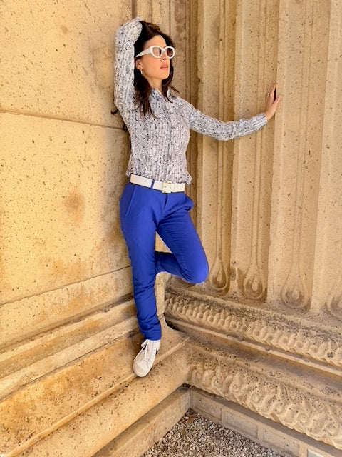 glittery gray blouse LS