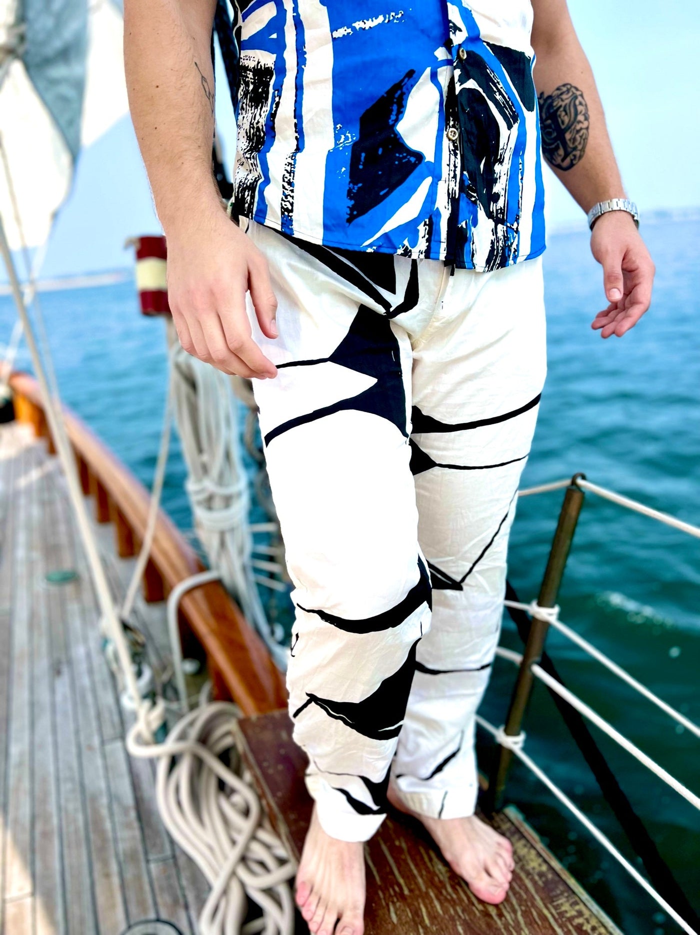 white tribal lounge pant