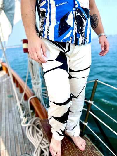 white tribal lounge pant