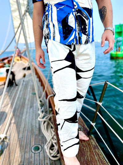 white tribal lounge pant