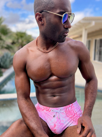 pink boa swim trunk