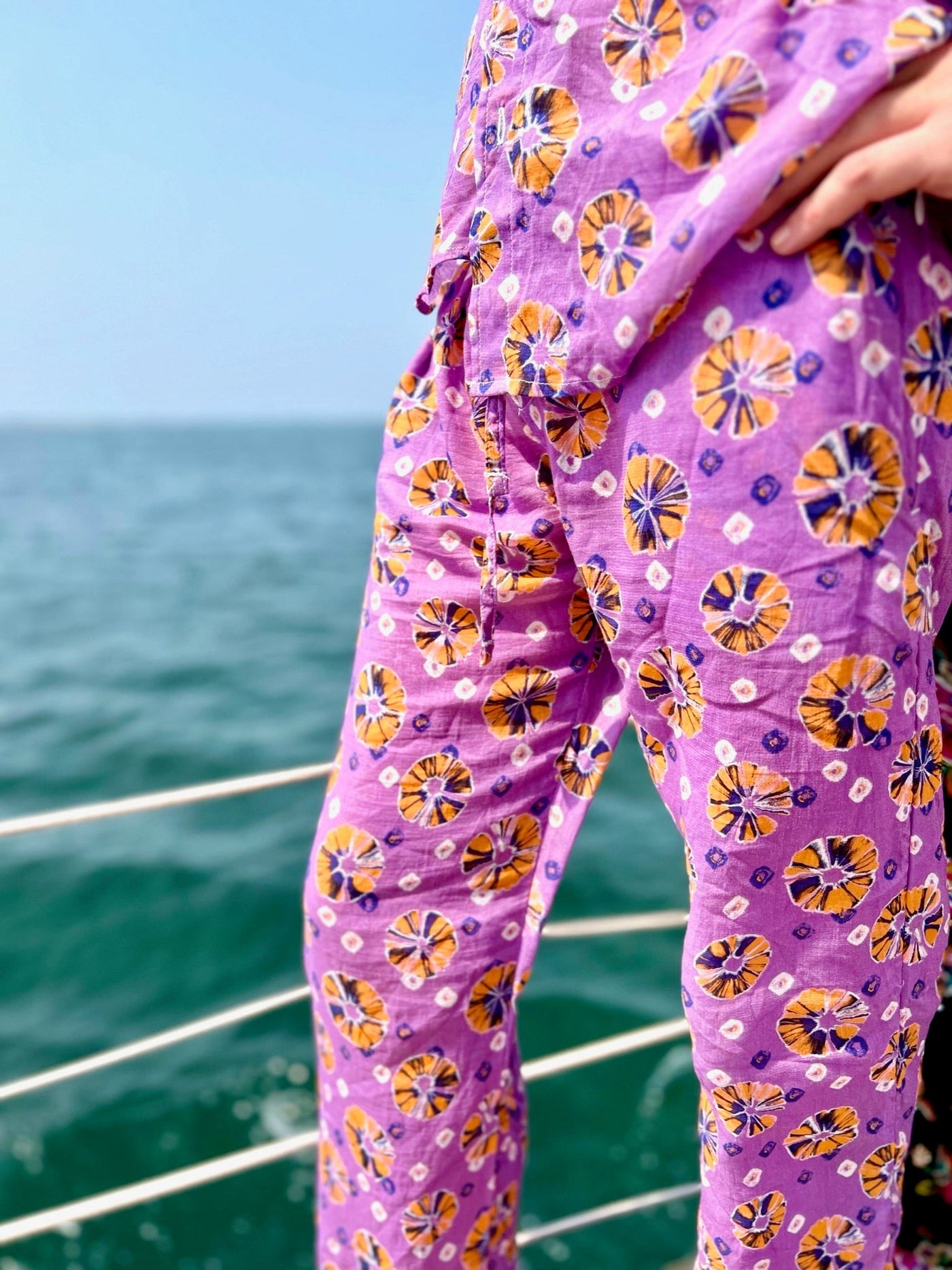 purple gingko batik lounge pant