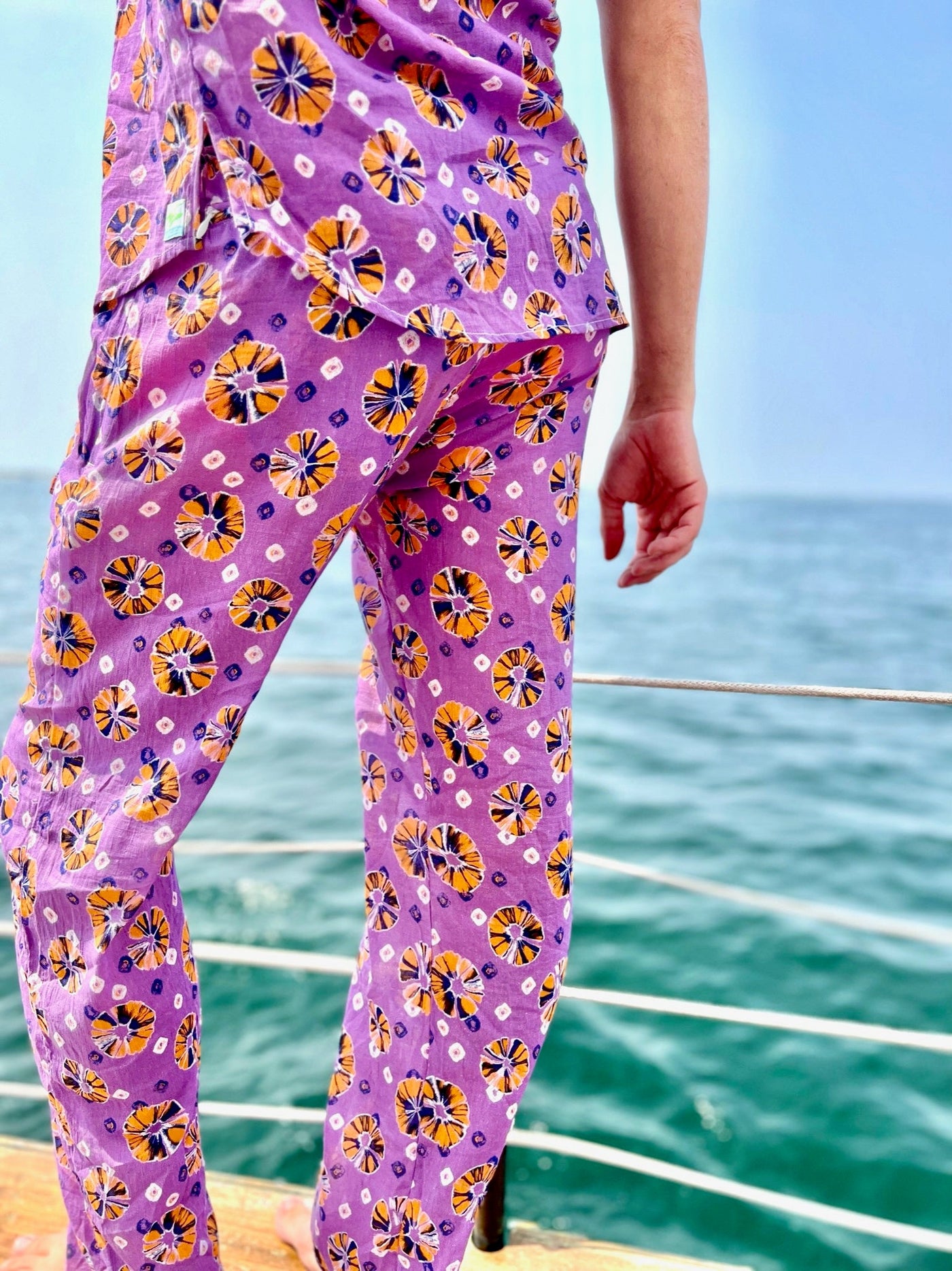 purple gingko batik lounge pant