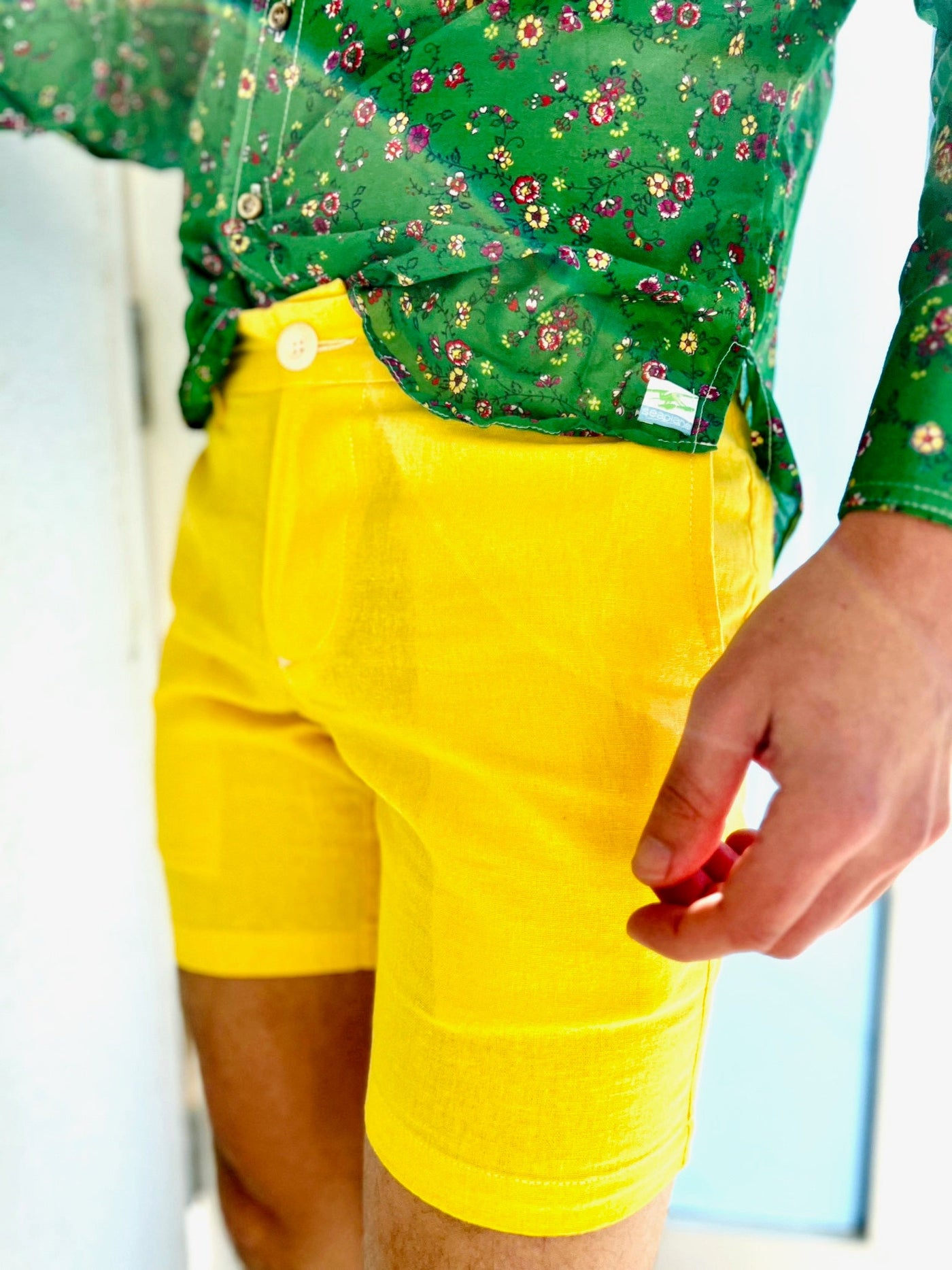 fly yellow linen short