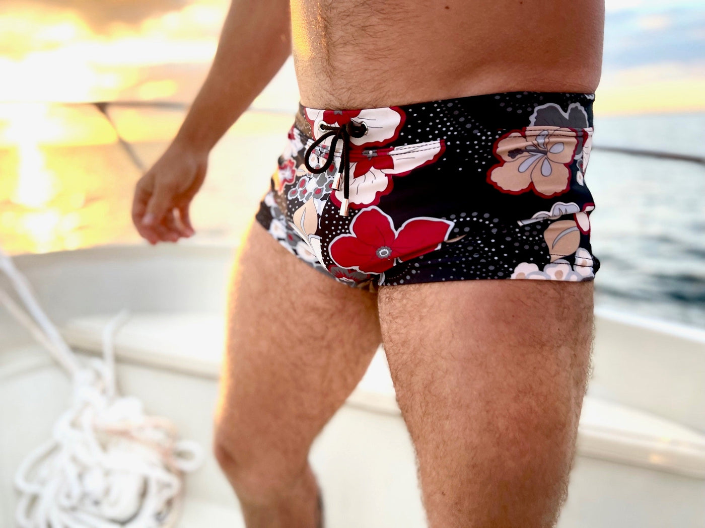 hibiscus charcoal swim trunk