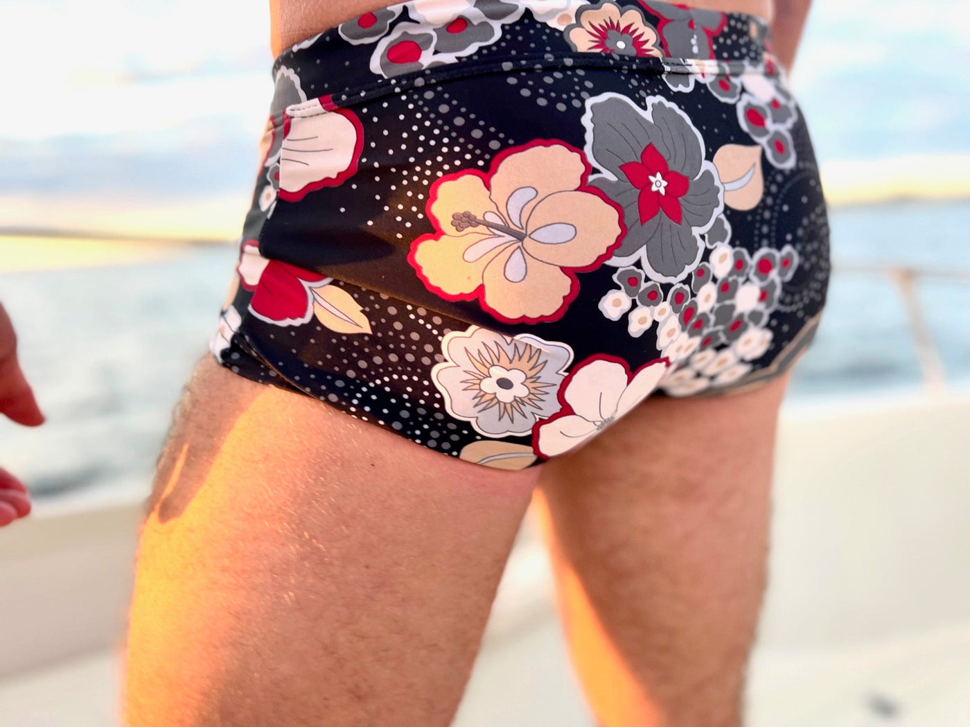 hibiscus charcoal swim trunk