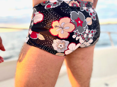 hibiscus charcoal swim trunk