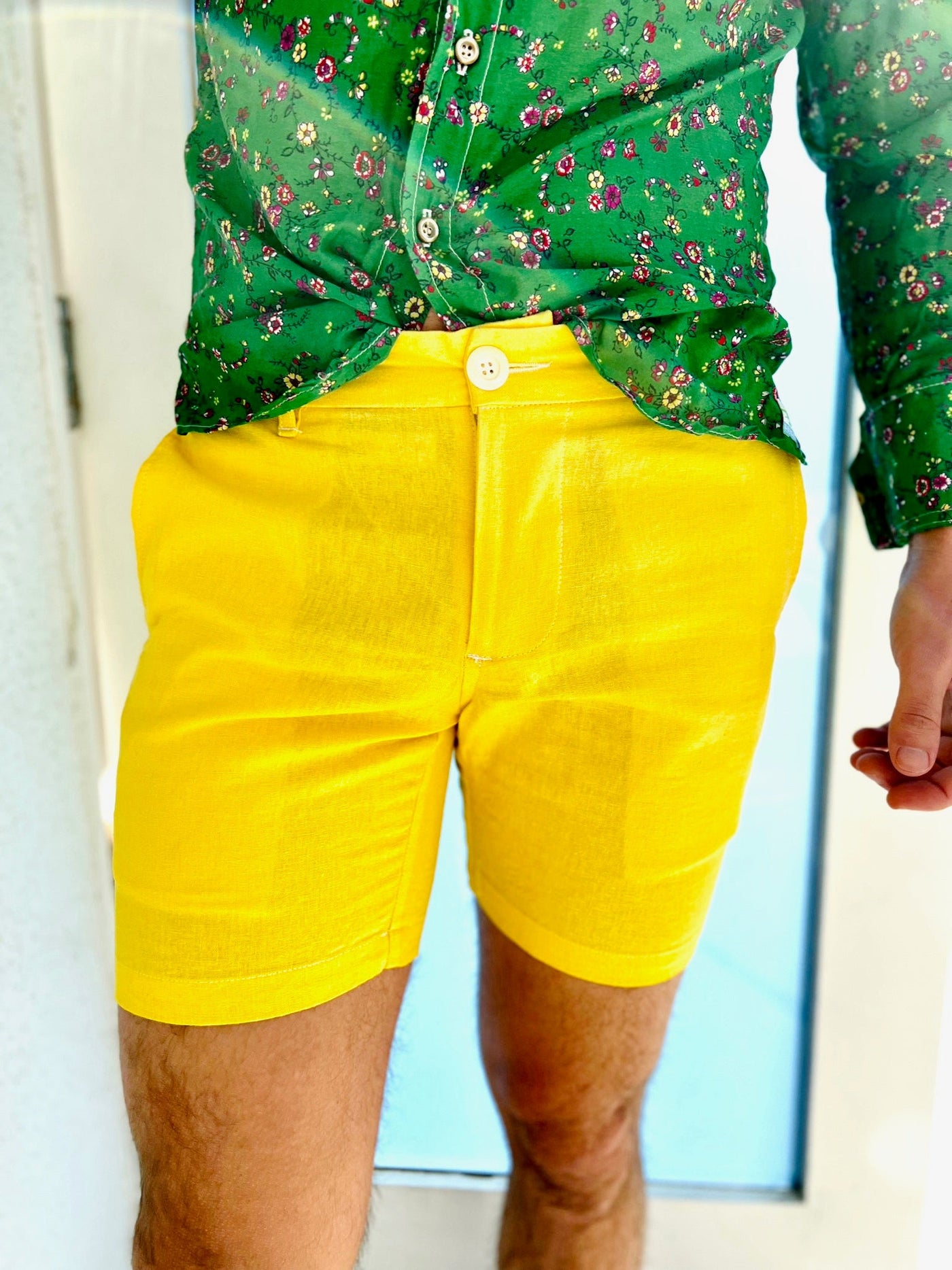 fly yellow linen short