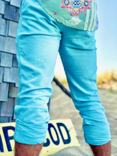 skyblue linen trouser