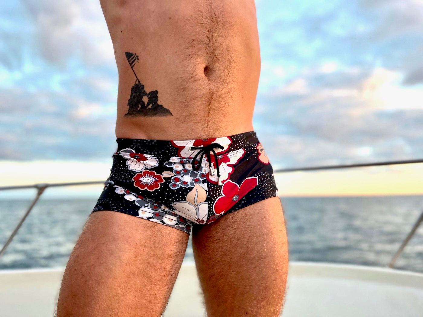 hibiscus charcoal swim trunk