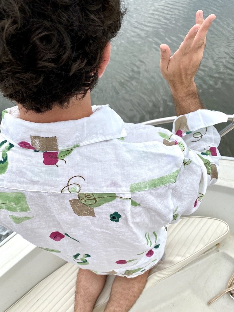 pears & peaches linen LS
