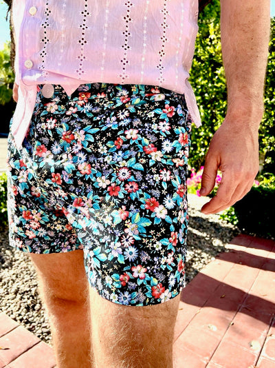 black fine floral short