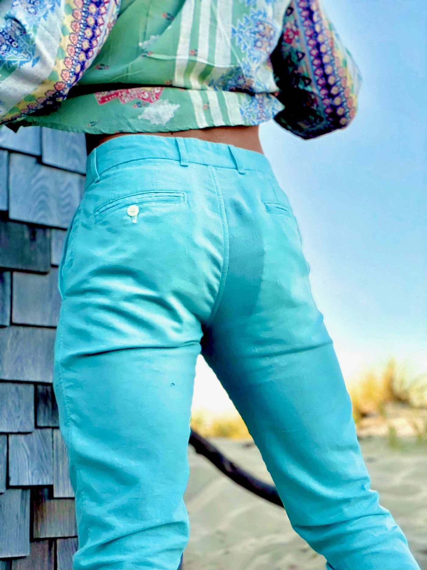 skyblue linen trouser
