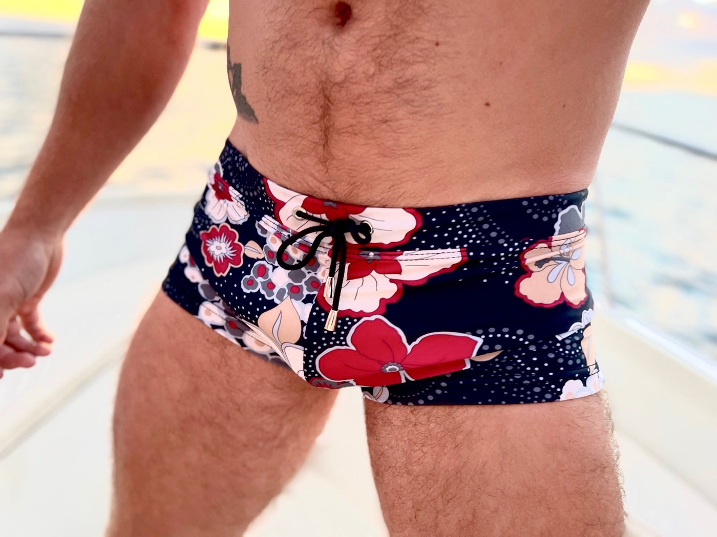 hibiscus charcoal swim trunk