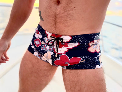 hibiscus charcoal swim trunk