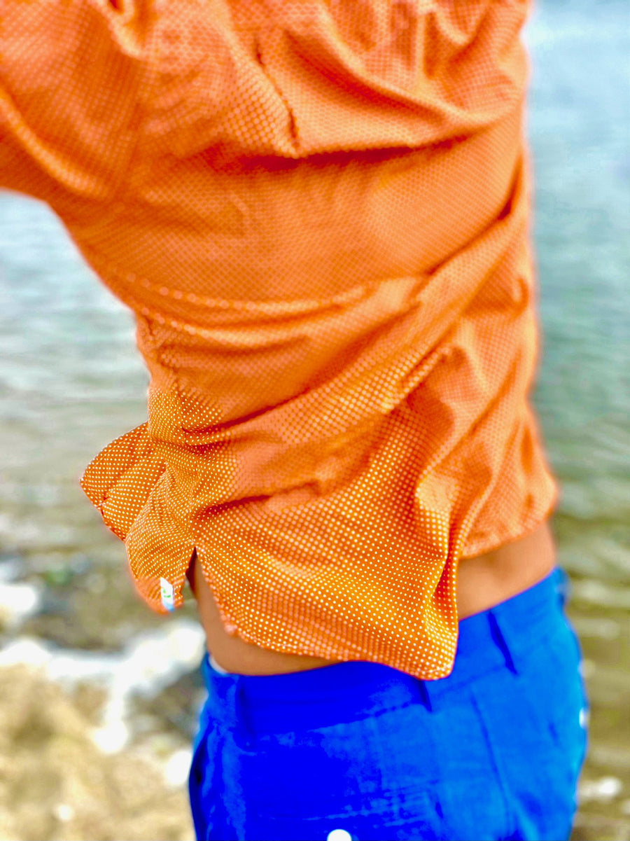 tangerine mini polka LS