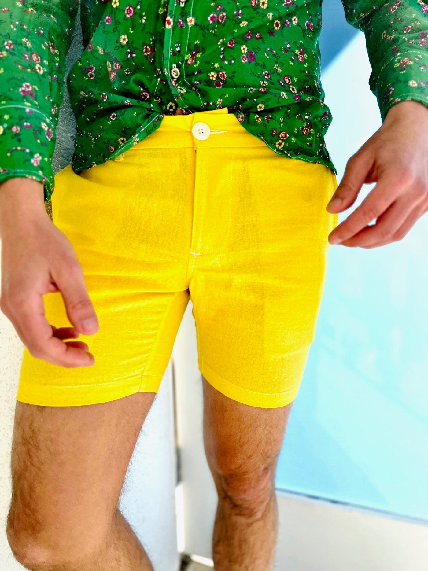 fly yellow linen short