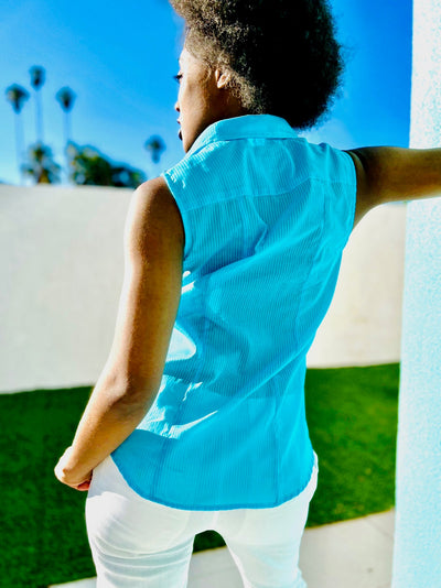 aqua burnout blouse SVS