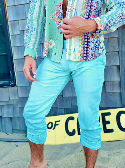 skyblue linen trouser