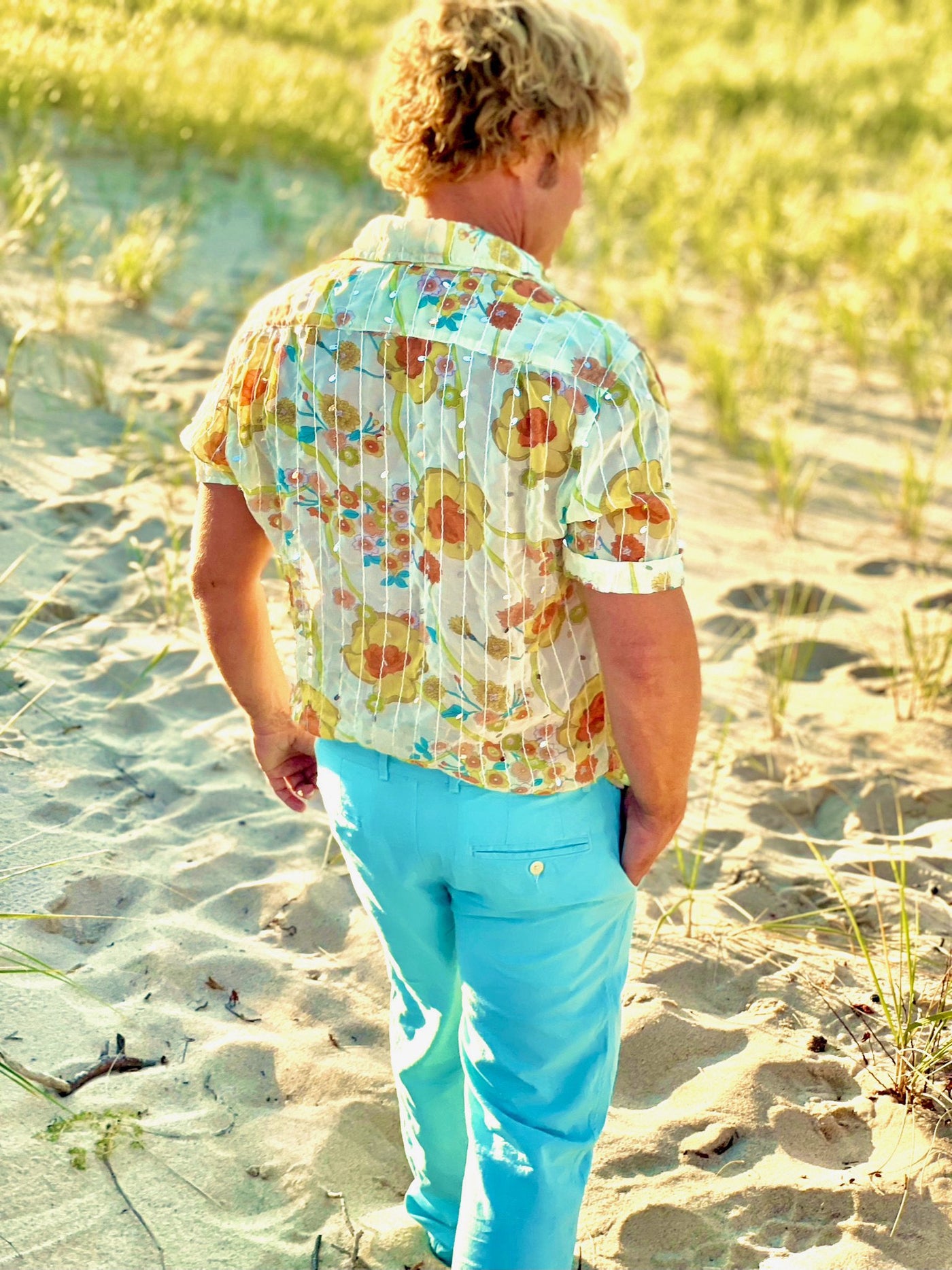 skyblue linen trouser