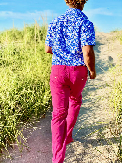 fuchsia linen trouser