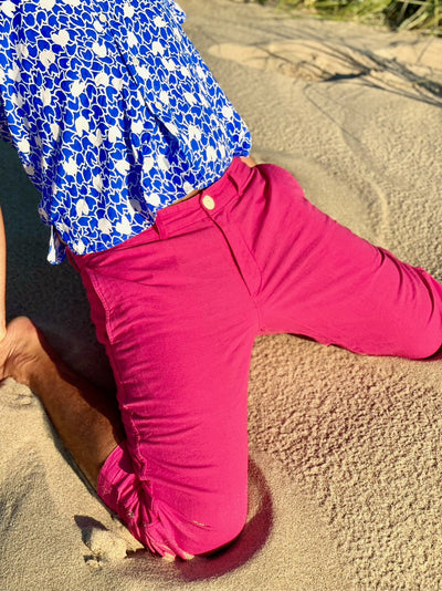 fuchsia linen trouser