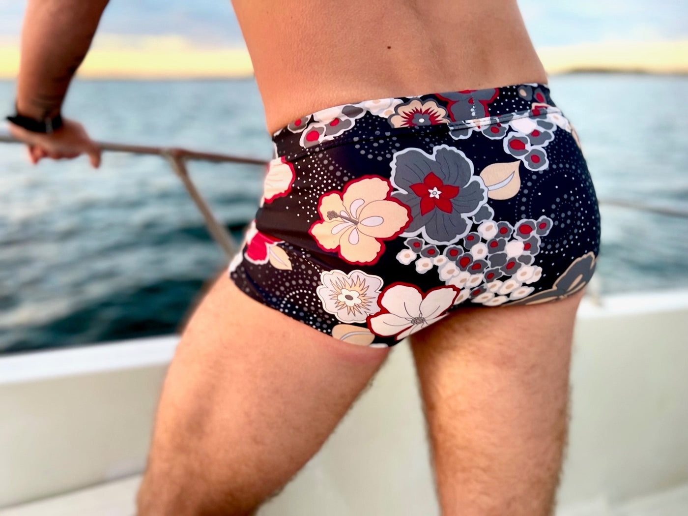 hibiscus charcoal swim trunk