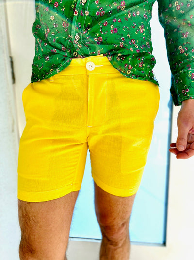 fly yellow linen short