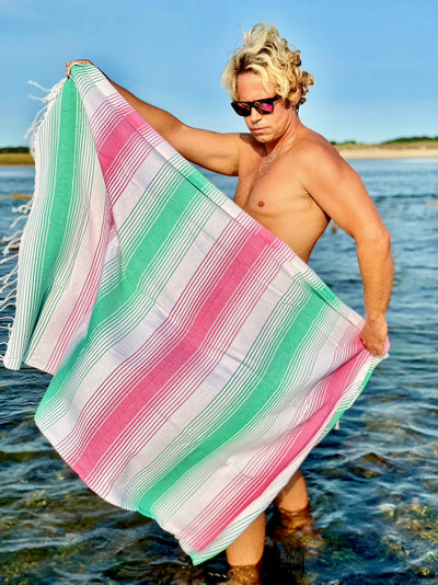 pink/green turkish towel