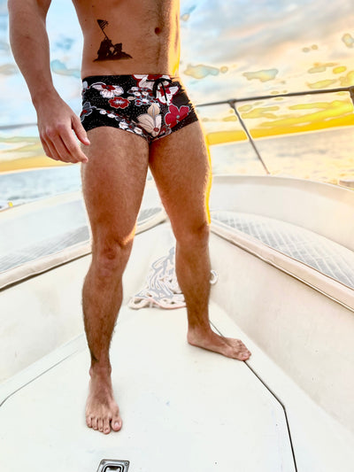 hibiscus charcoal swim trunk