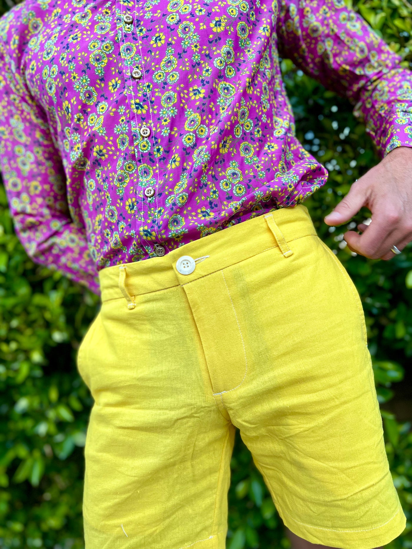 fly yellow linen short