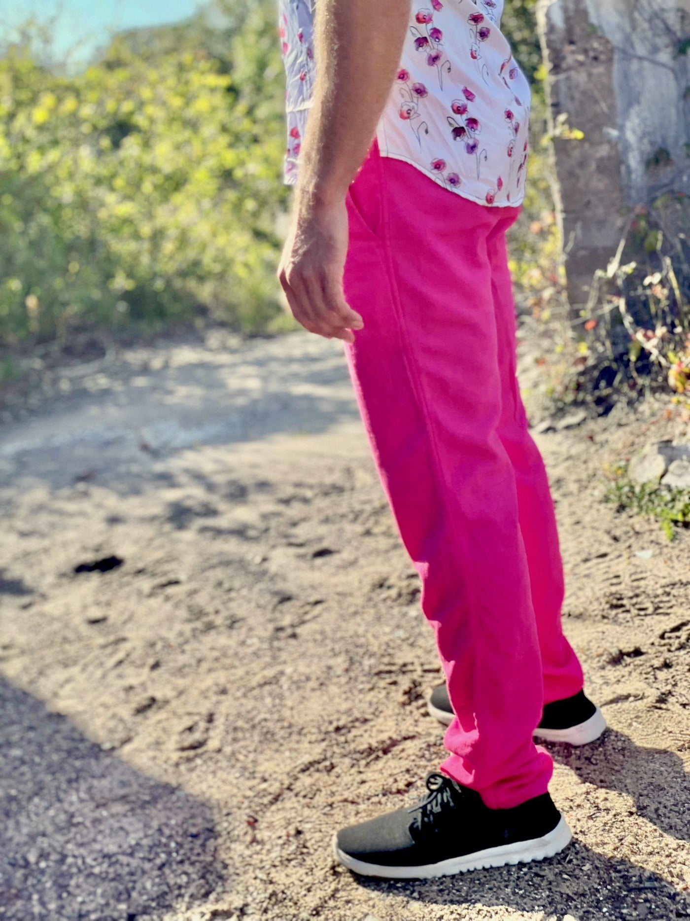 fuchsia linen trouser