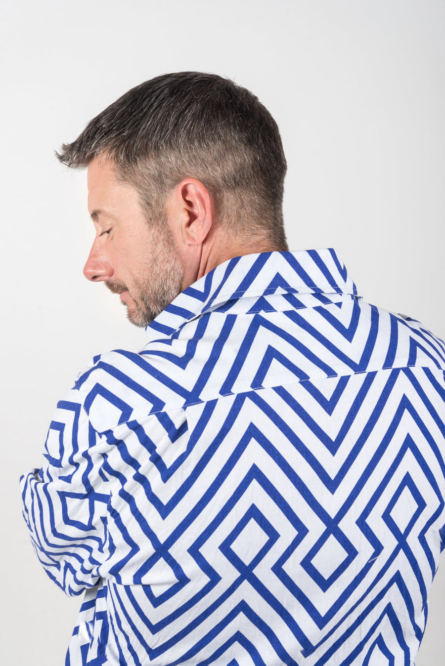 psychedelic diagonal linen tunic