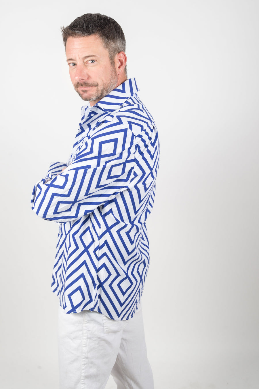 psychedelic diagonal linen LS