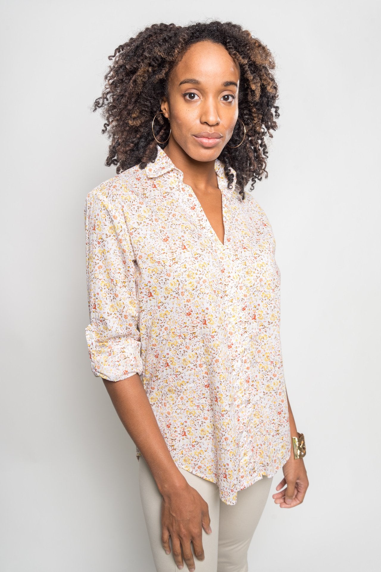 cute brown floral ditsy tunic