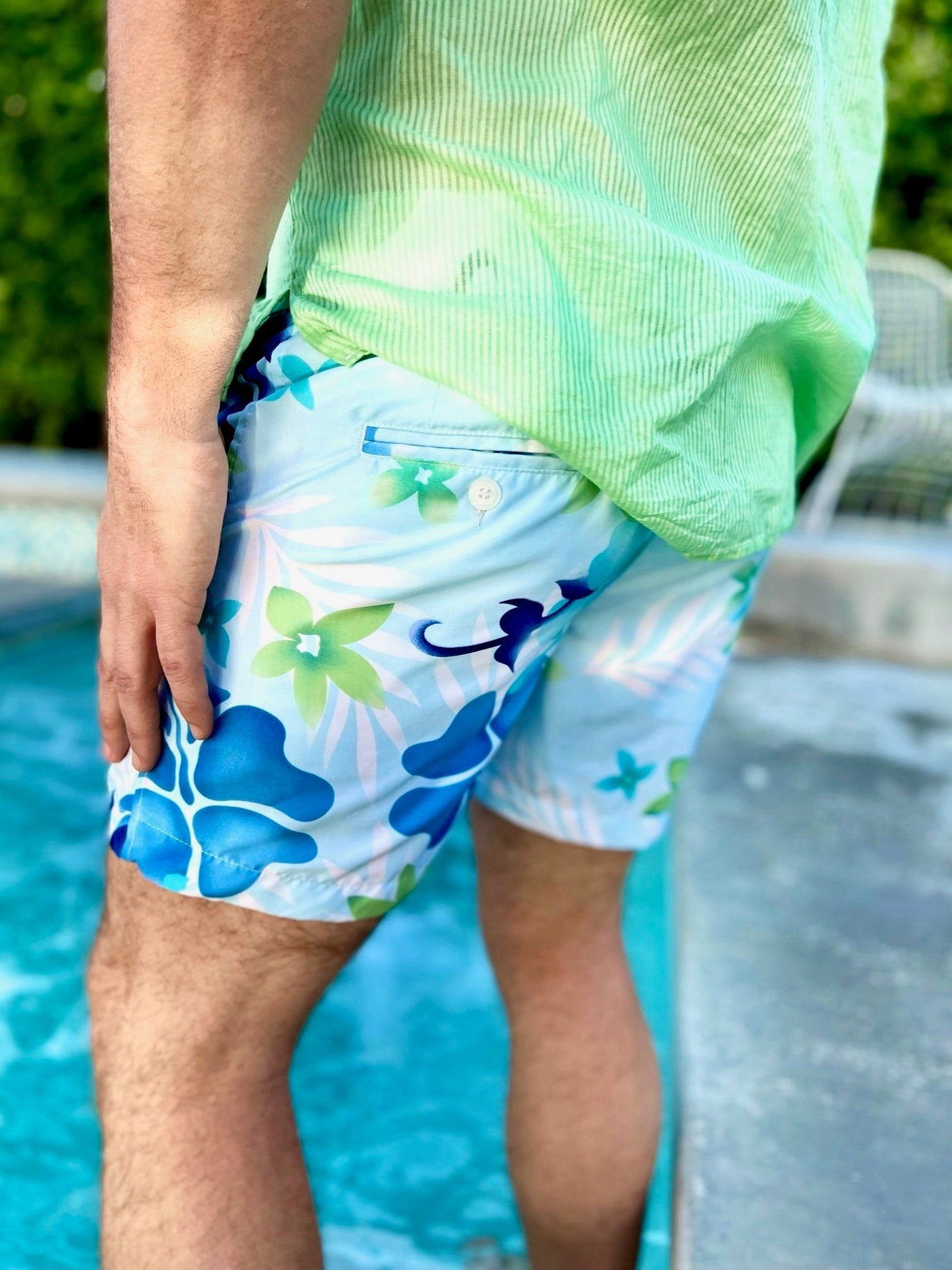 skyblue hibiscus short