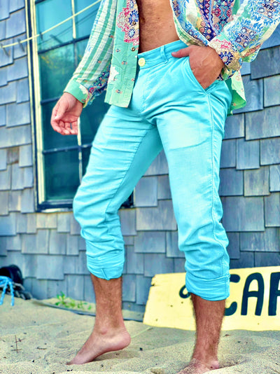 skyblue linen trouser