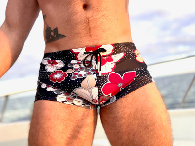 hibiscus charcoal swim trunk