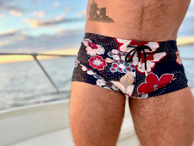 hibiscus charcoal swim trunk