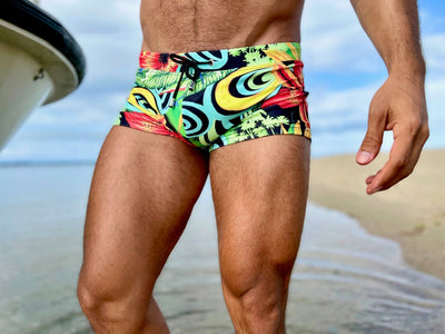 trippy flora swim trunk