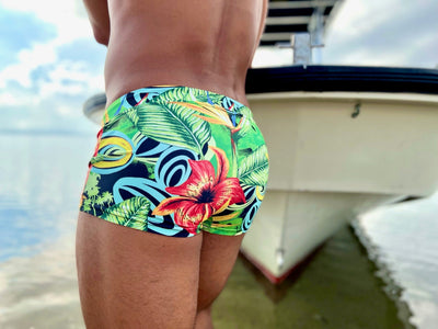 trippy flora swim trunk