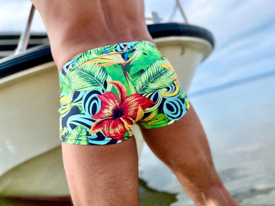 trippy flora swim trunk