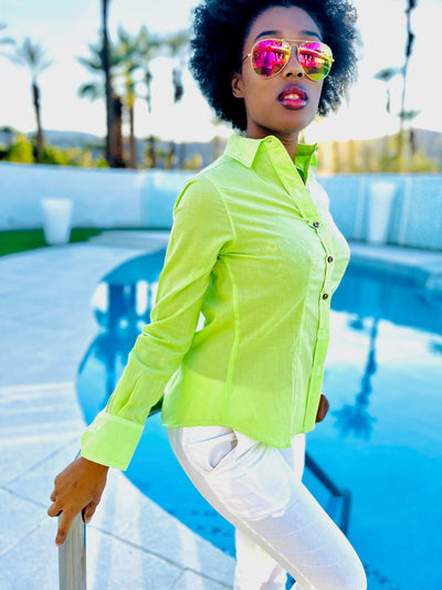hot lime blouse LS