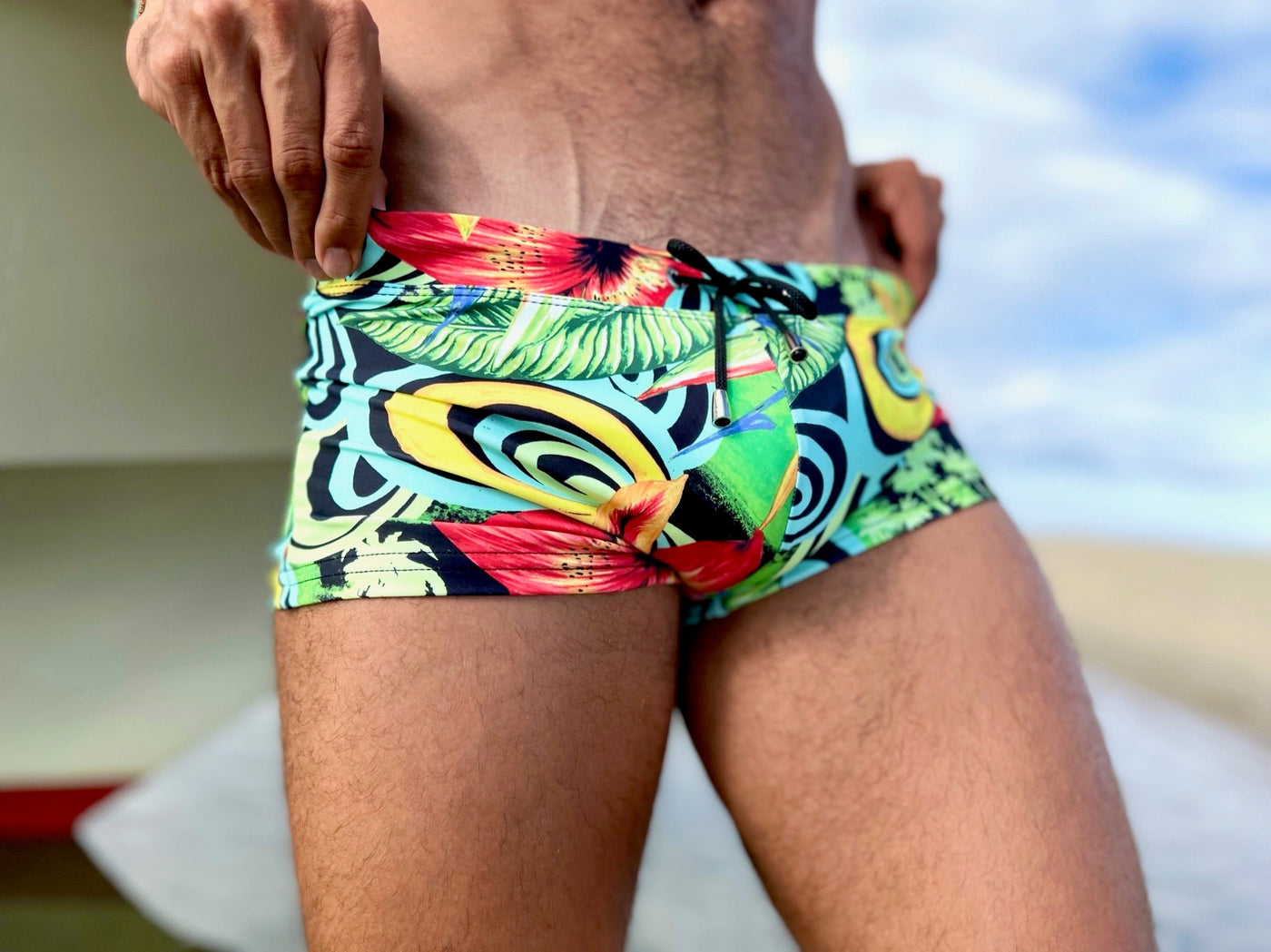 trippy flora swim trunk