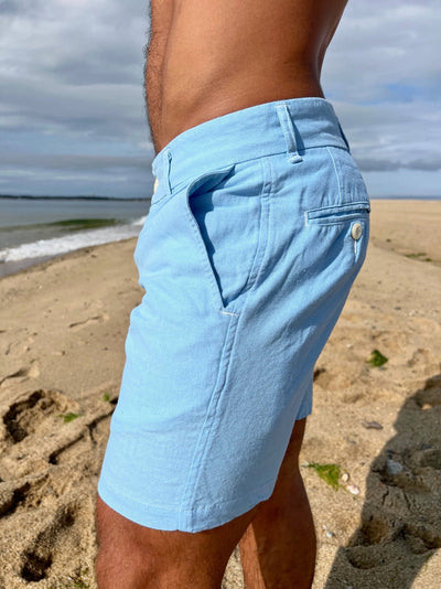 dusty blue linen short