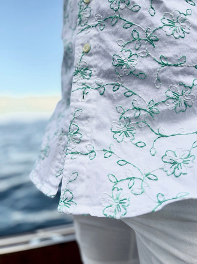 weighty green embroidered SS